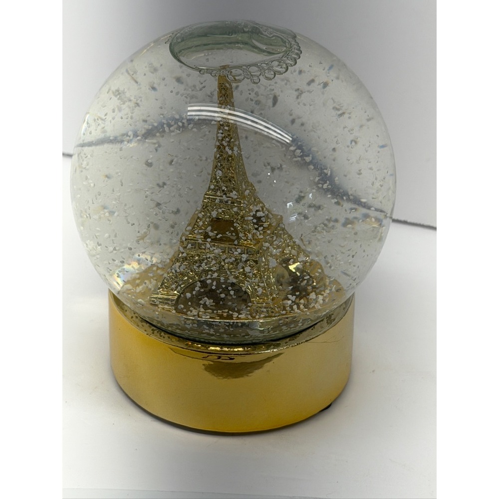 Walgreens Eiffel Tower Water Globe‎ Glitter Snow Globe Gold Base Decor